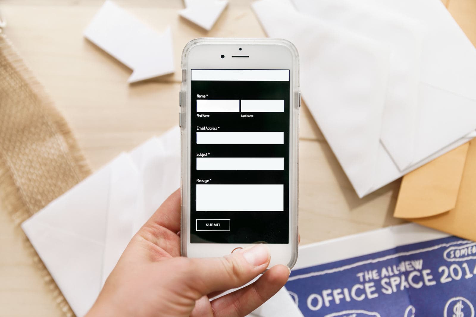 web form with input fields on a screen