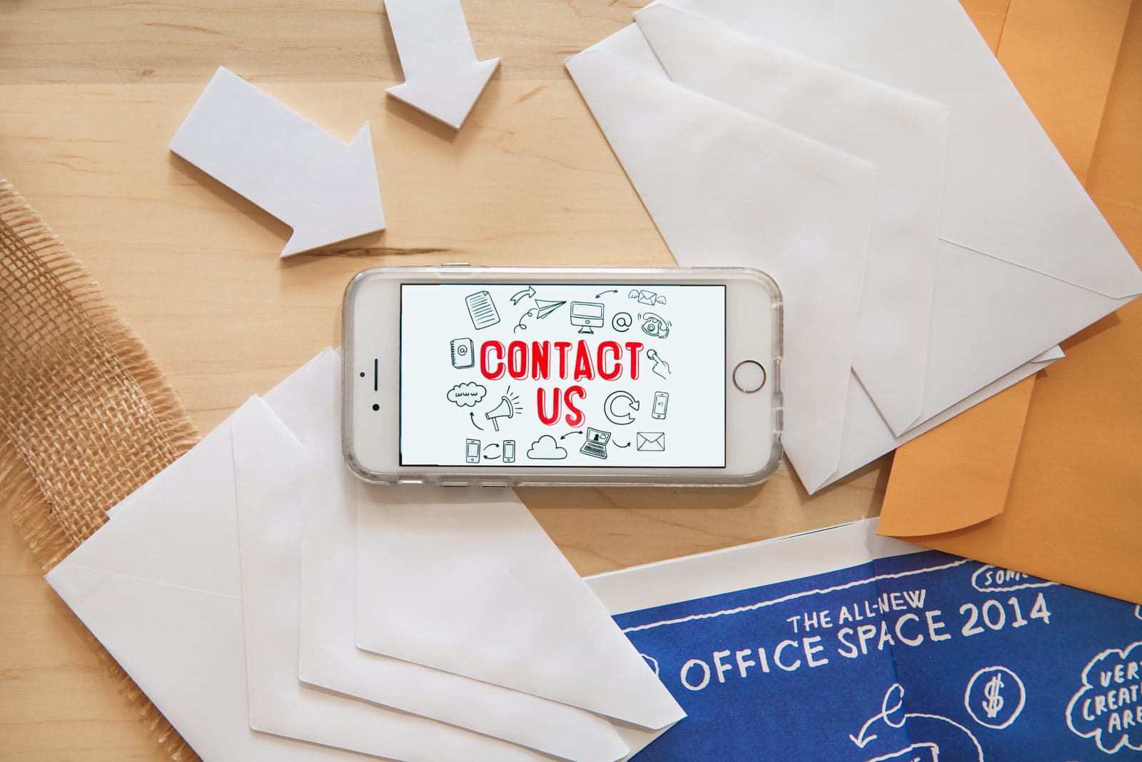 smartphone displaying a contact form