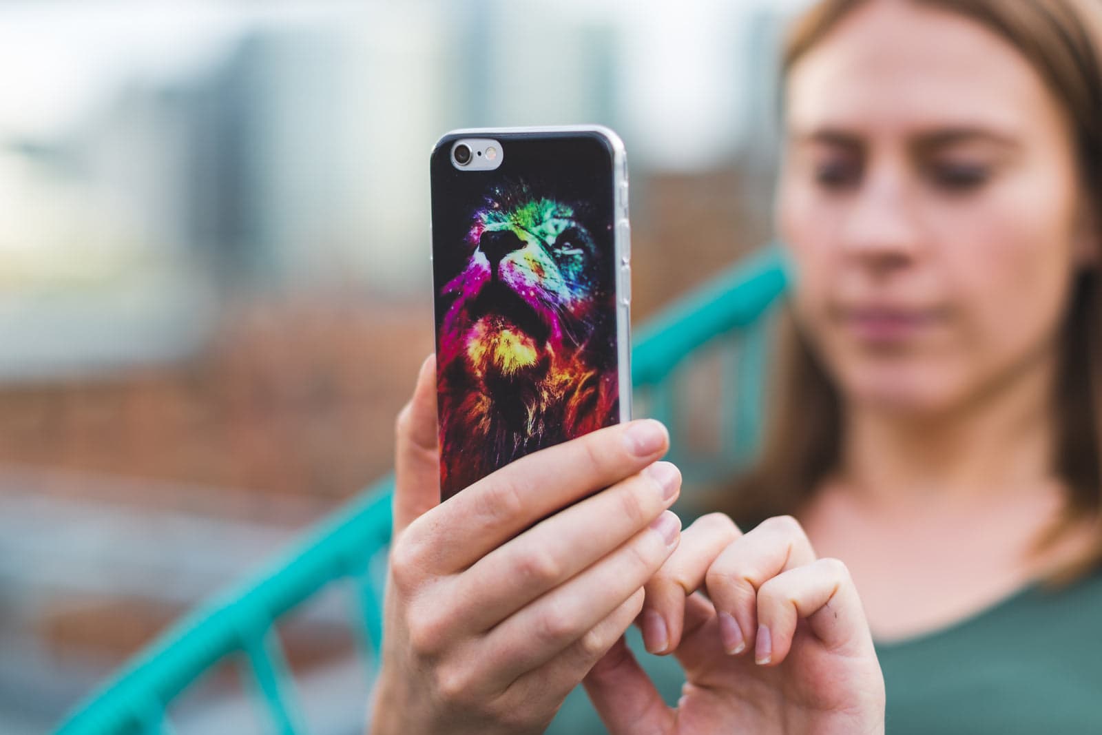 woman using an app on her smartphone