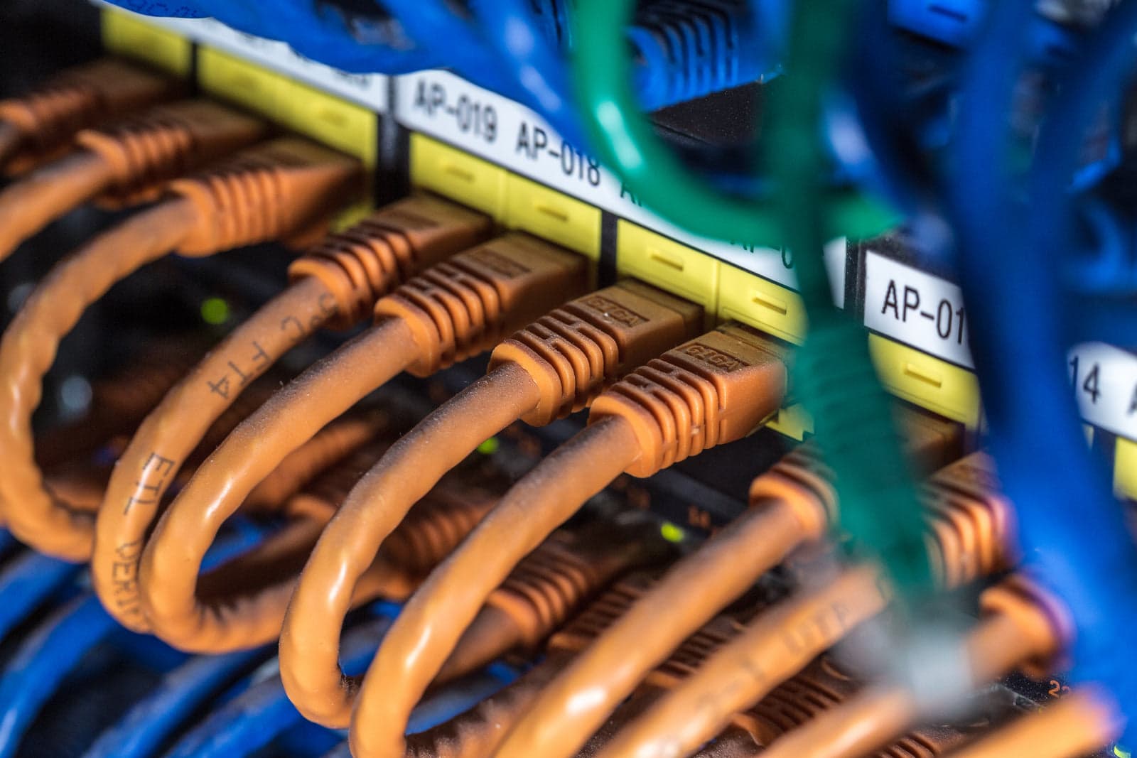 neatly patched server rack cabling
