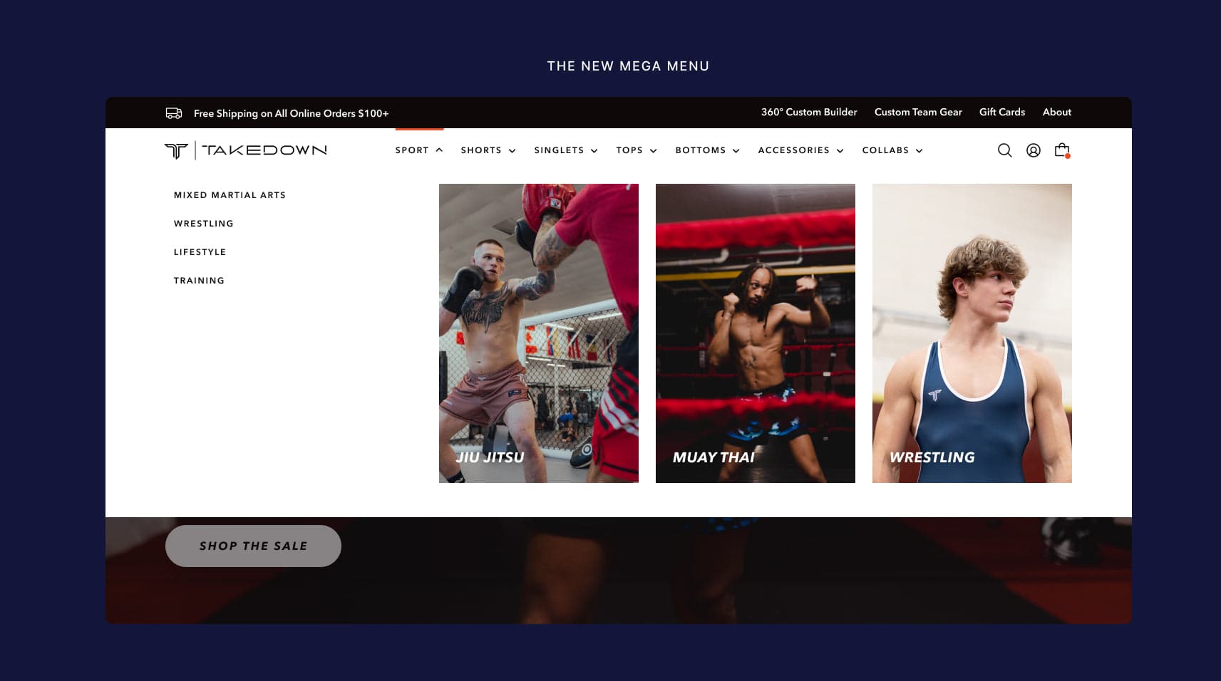 Takedown Sportswear redesigned store screens